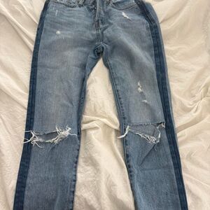 PISTOLA Two Toned Ripped Distressed Detail Sz 25 Women's Blue Detailed Jeans